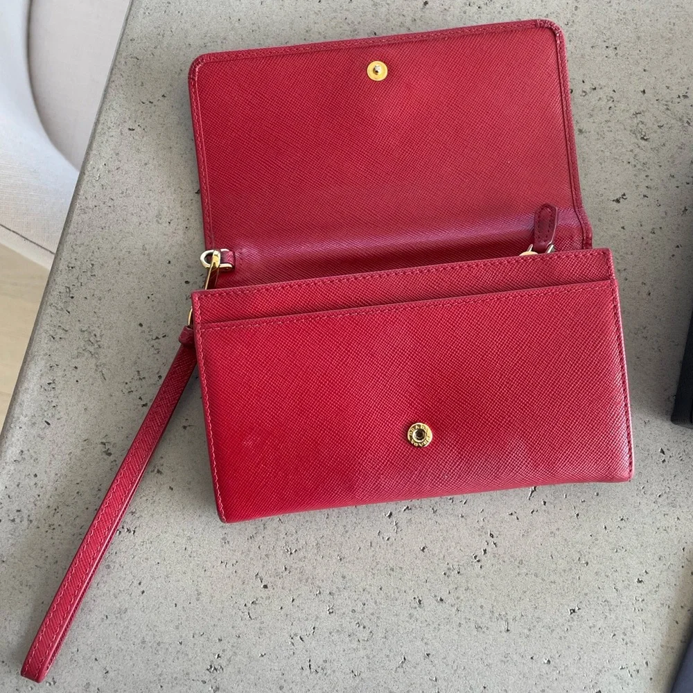 PRADA red saffiano wristlet - Picture 7 of 13